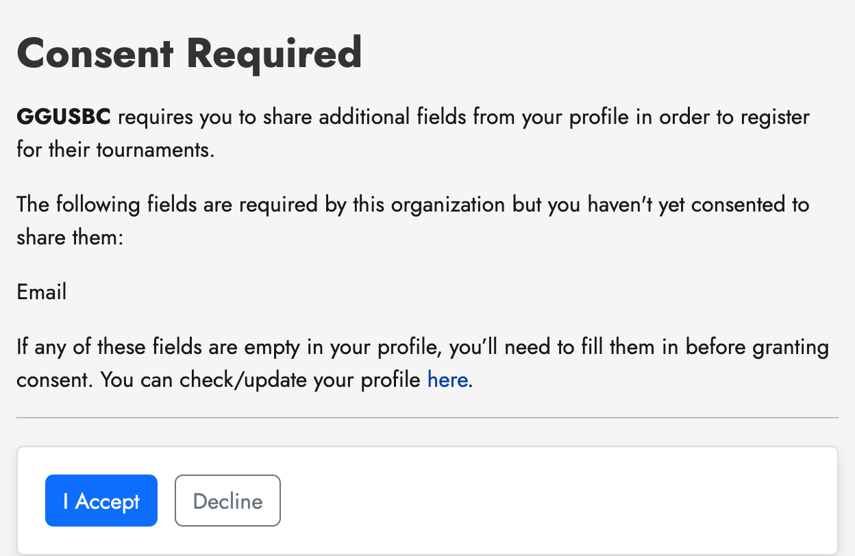 Grant consent to organization