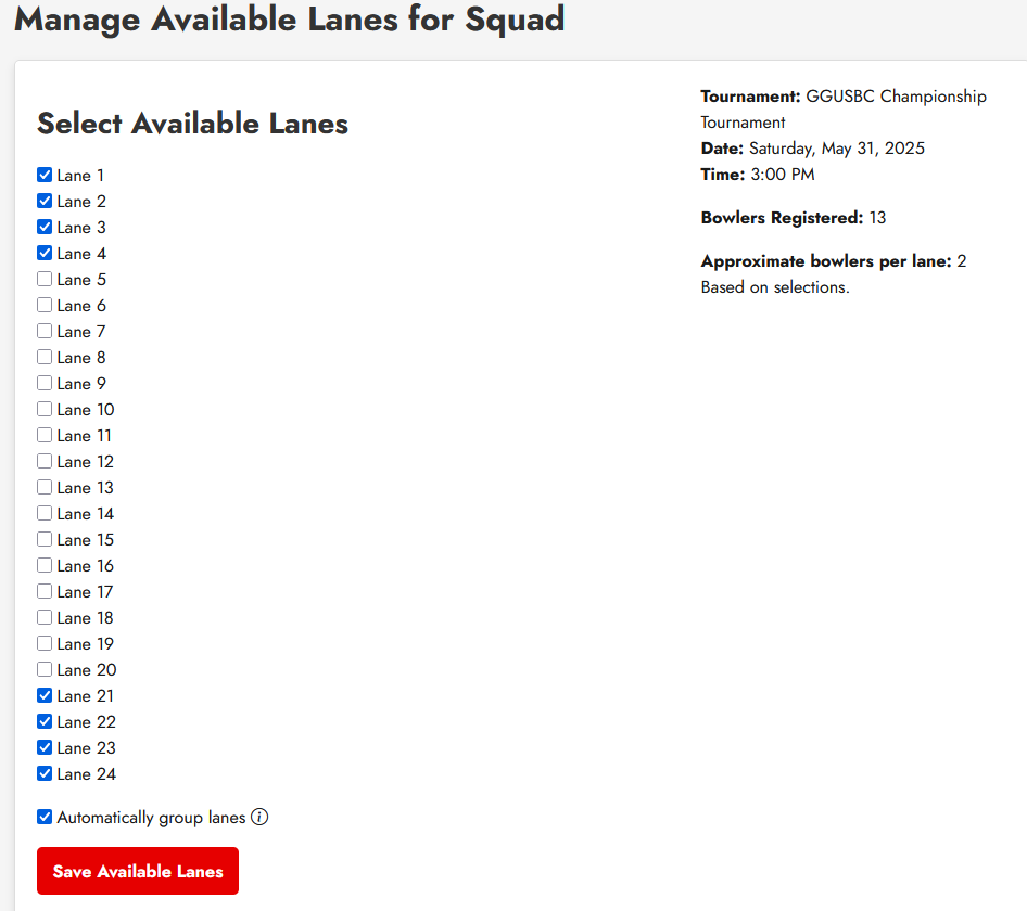 Manage available lanes